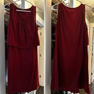 Dark Red Sleeveless Nursing Dress